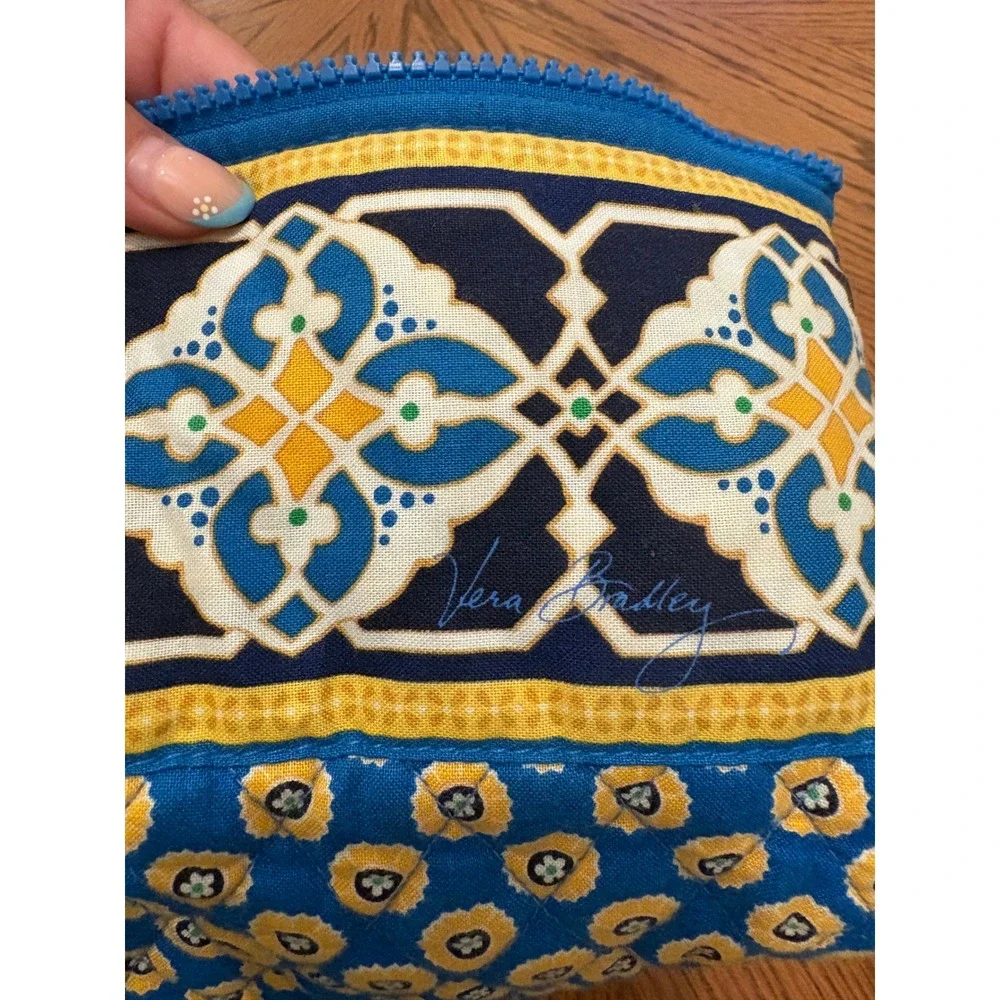Vera Bradley Marrakesh Quilted Cotton Tote Bag Blue‎ Yellow Floral Zipper Large